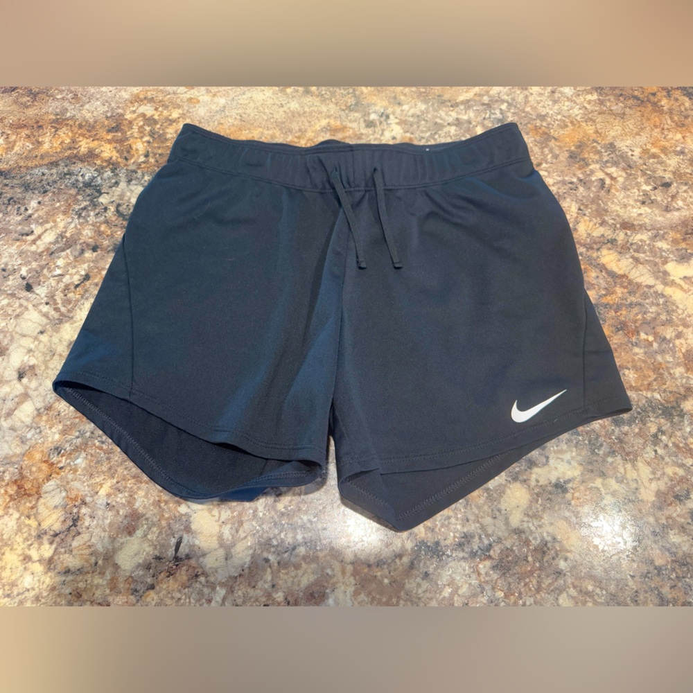Nike Women's Black Athletic Shorts with White Logo